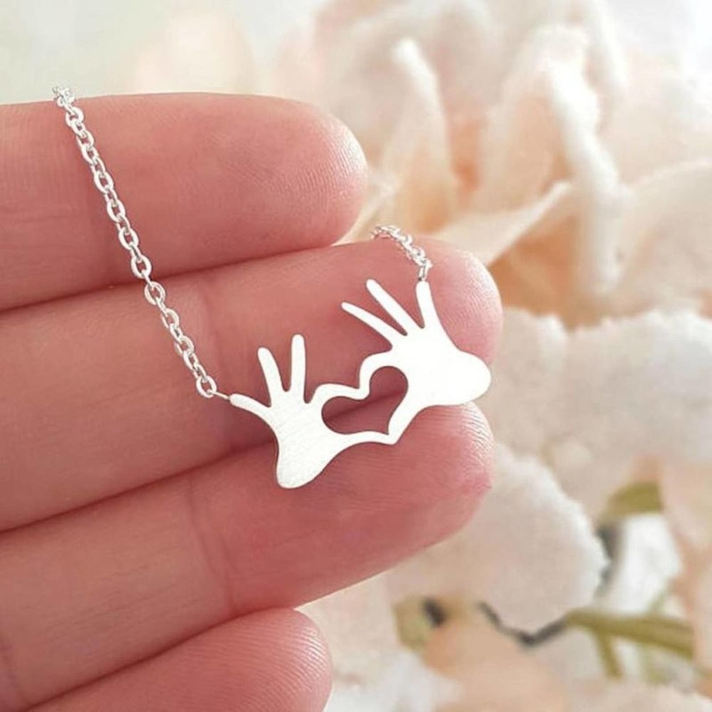 Silver Hands Heart Necklace